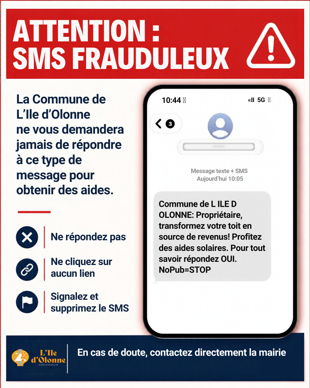 Alerte SMS frauduleux