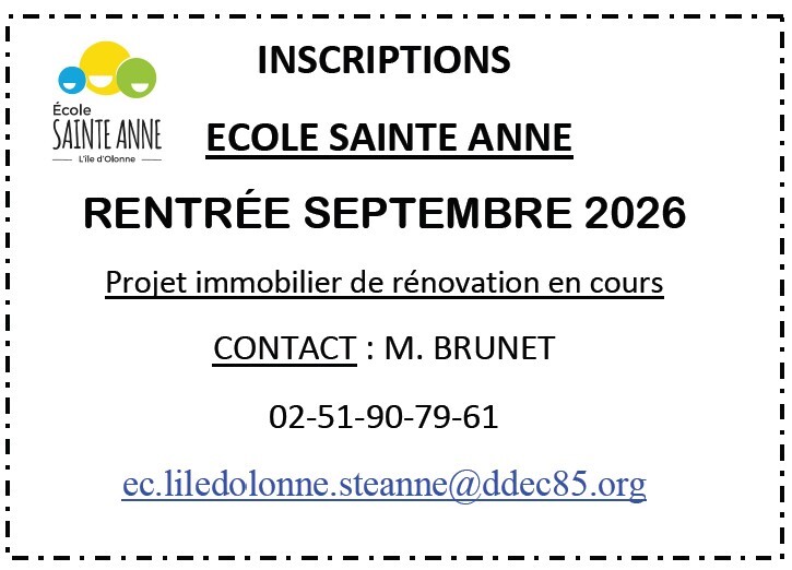 Inscriptions Ecole Sainte Anne